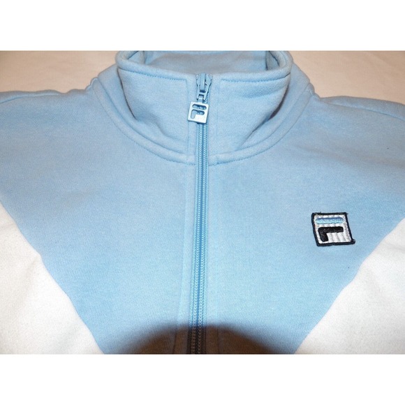 Fila Sweatshirt Womens Large Blue Logo 1/4 Zip 90s Blue White Navy Pullover - Picture 4 of 9